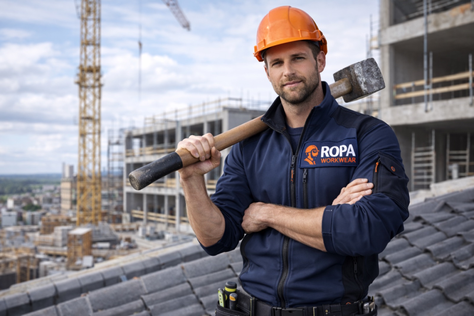 Bouwvakker in werkkleding van RoPa Workwear op een bouwplaats